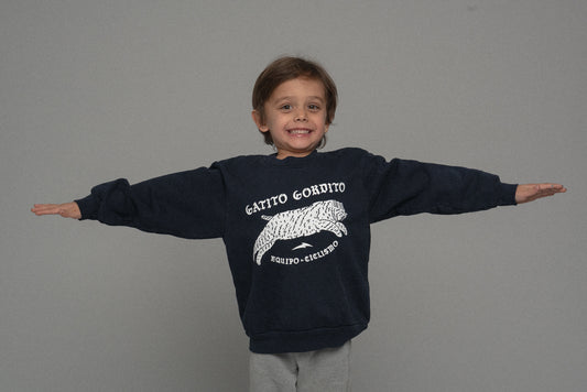 Lil Cubs Gatito Crewneck Navy