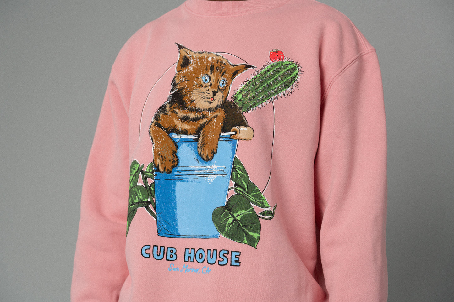 Bucket Cat Crewneck Dusty Pink