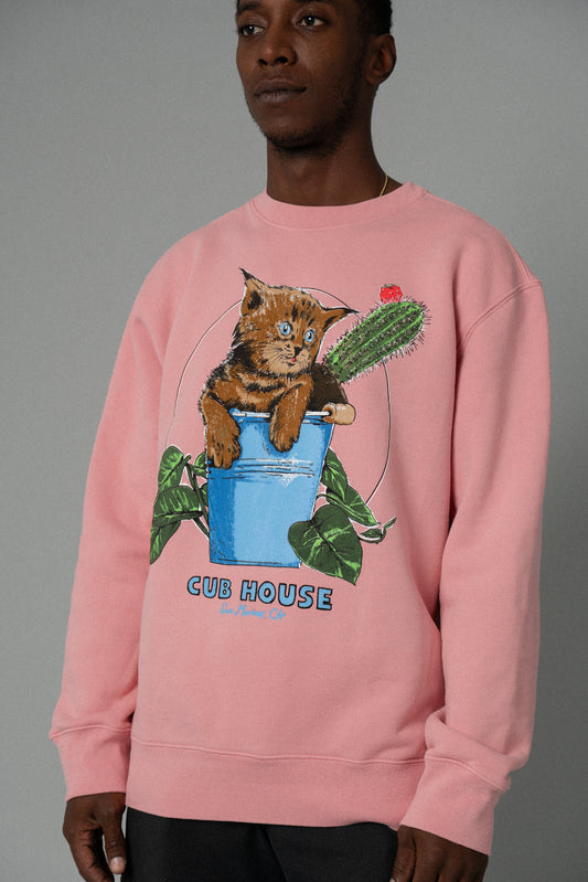 Bucket Cat Crewneck Dusty Pink