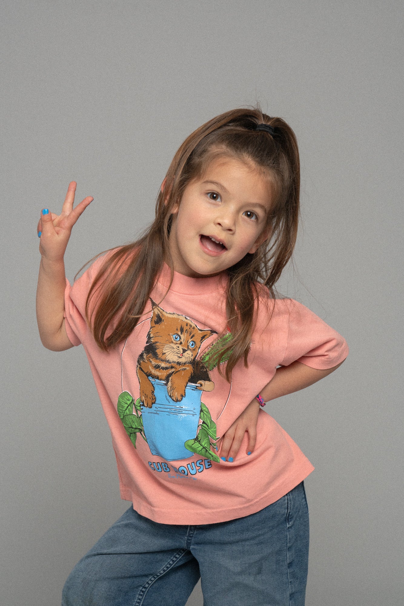 Lil Cubs Bucket Cat Tee Pink