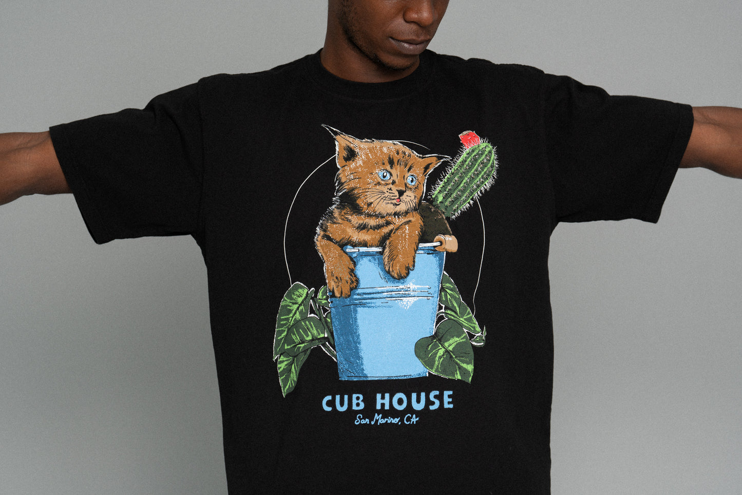 Bucket Cat Tee Black