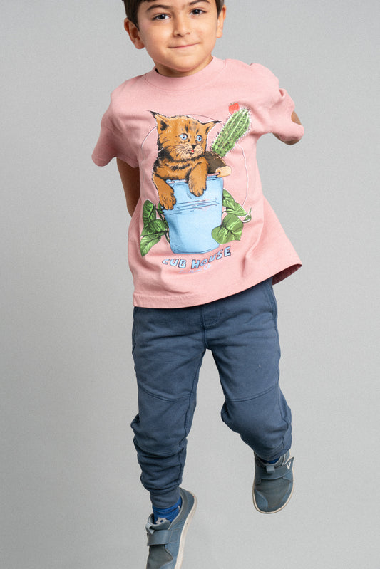 Lil Cubs Bucket Cat Tee Pink