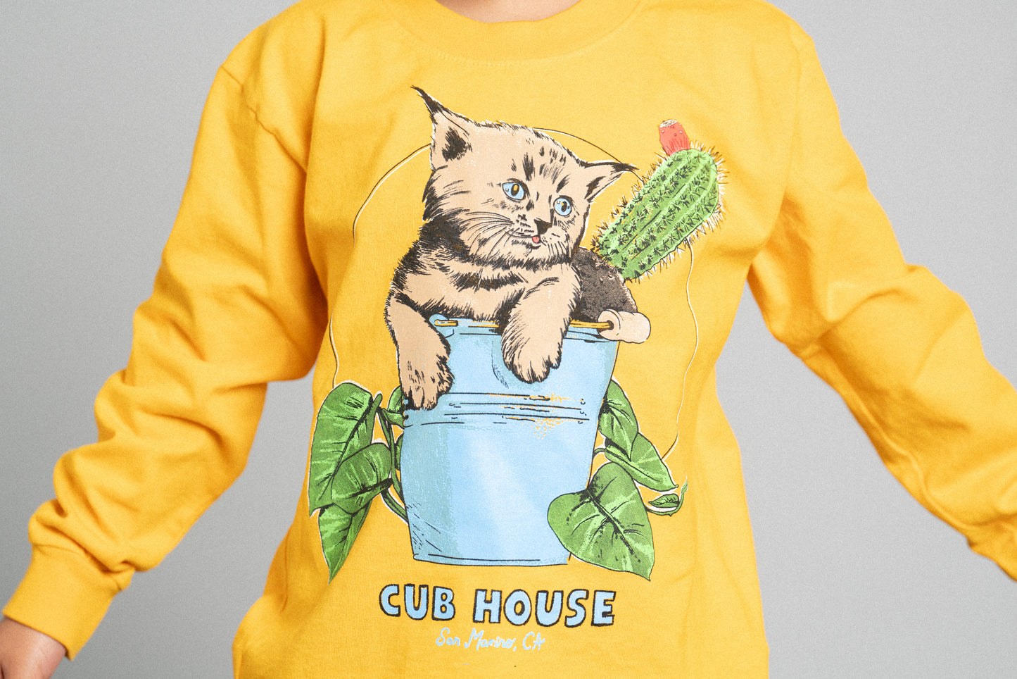 Lil Cubs Bucket Cat LS Tee Yellow