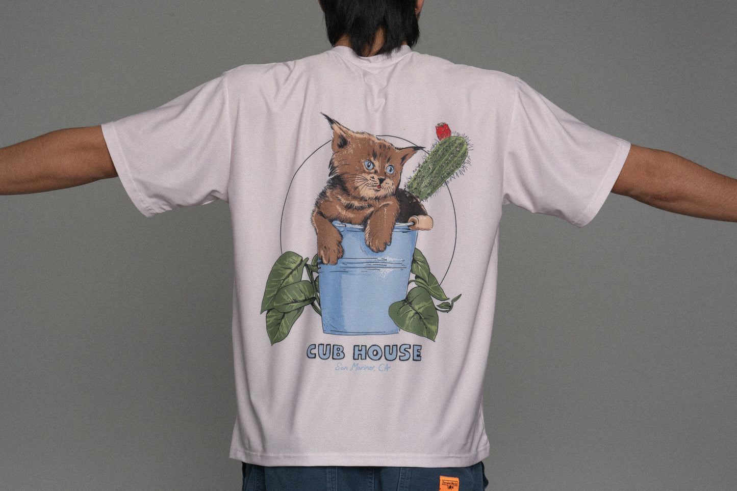 Bucket Cat Tech Tee Pink