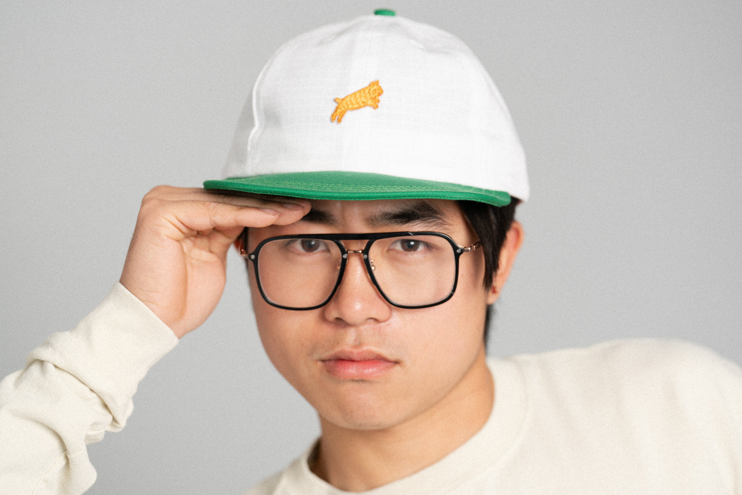 Packable Chubby Cap White/Kelly Green