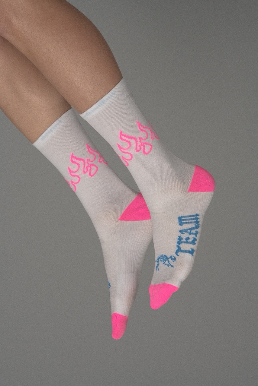 Pink Fluoro Flame Socks