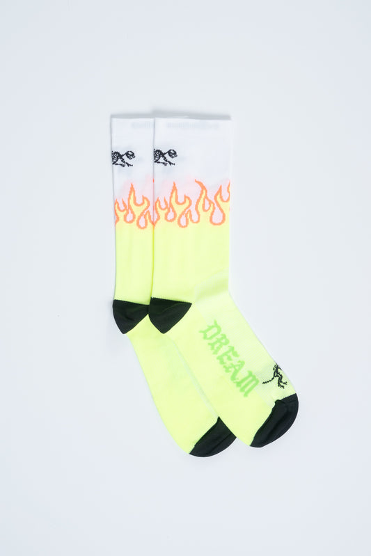 Hi-Vis Flame Socks White