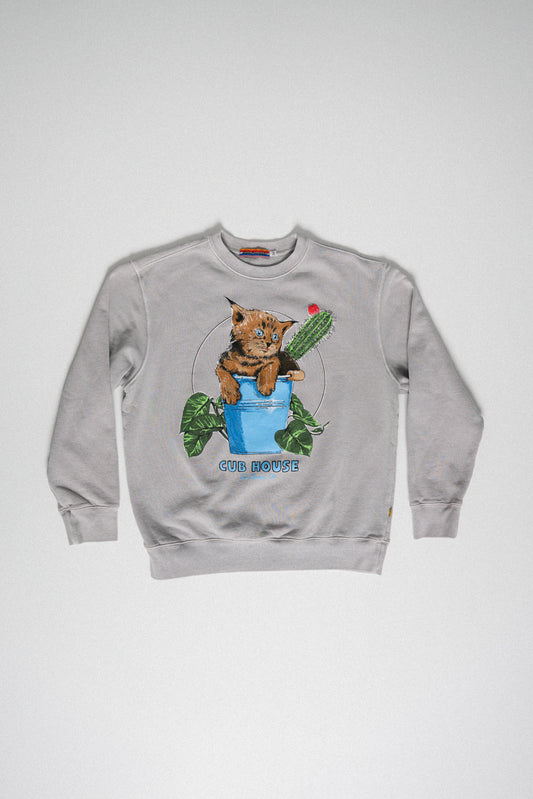 Bucket Cat Crewneck Grey