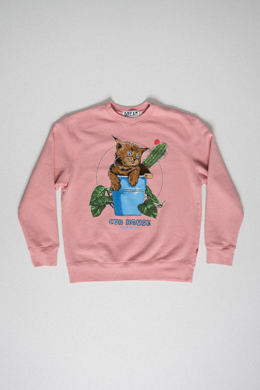 Bucket Cat Crewneck Dusty Pink